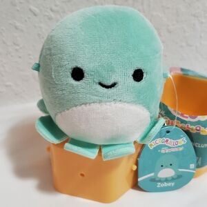 Zobey, The Octopus, 2.5" Microwmallow Squishmallow, Green and White